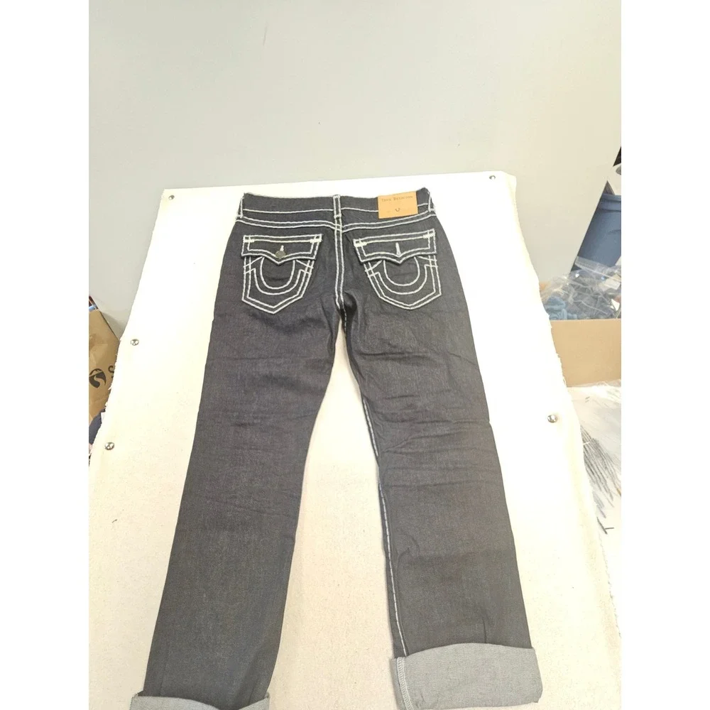 True Religion Ricky Relaxed Straight Super T Dark Wash Jeans Mens 36 Italian Fab